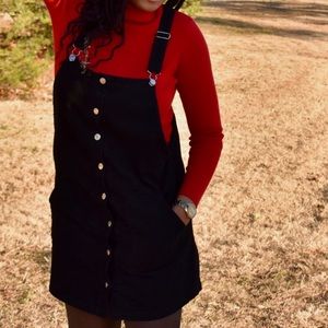 Black Corduroy Overall Dress ❤️